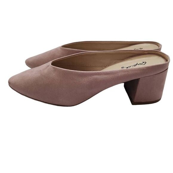 Qupid Ladies Size 7 Pink Desert Rose Suede Low Heeled Pumps - Picture 1 of 8